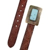 Lucky Brand Women’s Western Leather Belt | Classic | Fashion | Vintage | Buffalo Leather | Western-Inspired(Big Buckle – Brown)