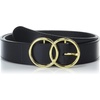 Lucky Brand Women’s Western Leather Belt | Classic | Fashion | Vintage | Buffalo Leather | Western-Inspired(Leather Double Ring – Black)