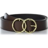 Lucky Brand Women’s Western Leather Belt | Classic | Fashion | Vintage | Buffalo Leather | Western-Inspired(Leather Double Ring – Brown)