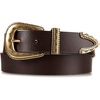 Lucky Brand Women’s Western Leather Belt | Classic | Fashion | Vintage | Buffalo Leather | Western-Inspired(Textured Buckle – Brown)