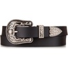 Lucky Brand Women’s Western Leather Belt | Classic | Fashion | Vintage | Buffalo Leather | Western-Inspired(Western Buckle and Tip – Black)