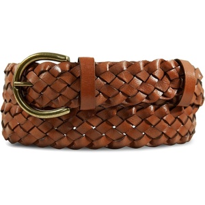 Lucky Brand Women’s Fashion Leather Belt | Stylish | Trend | Classic | Modern | Jean | Pant | Skirt | Dress(Woven – Tan)