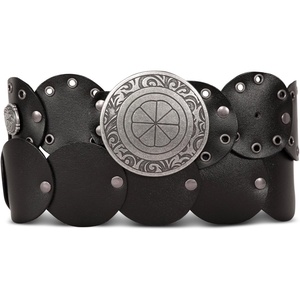 Lucky Brand Women’s Western Leather Belt | Classic | Fashion | Vintage | Buffalo Leather | Western-Inspired(Grommet Concho – Black)