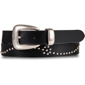 Lucky Brand Women’s Western Leather Belt | Classic | Fashion | Vintage | Buffalo Leather | Western-Inspired(Studded Leather – Black)