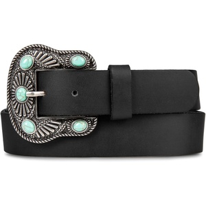 Lucky Brand Women’s Western Leather Belt | Classic | Fashion | Vintage | Buffalo Leather | Western-Inspired(Turquoise Stud – Black)