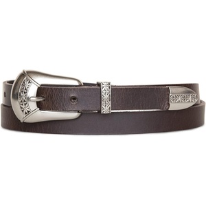Lucky Brand Women’s Western Leather Belt | Classic | Fashion | Vintage | Buffalo Leather | Western-Inspired(Western Buckle – Brown)