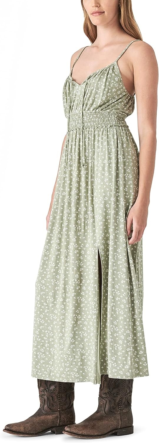 image:imageLucky Brand Womens Printed Smocked DressOlive Multi
