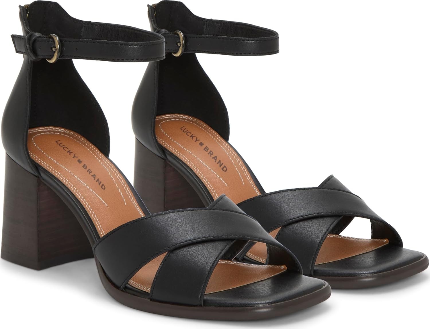 image:imageLucky Brand Herrika Cross Band High Heel SandalsBlack