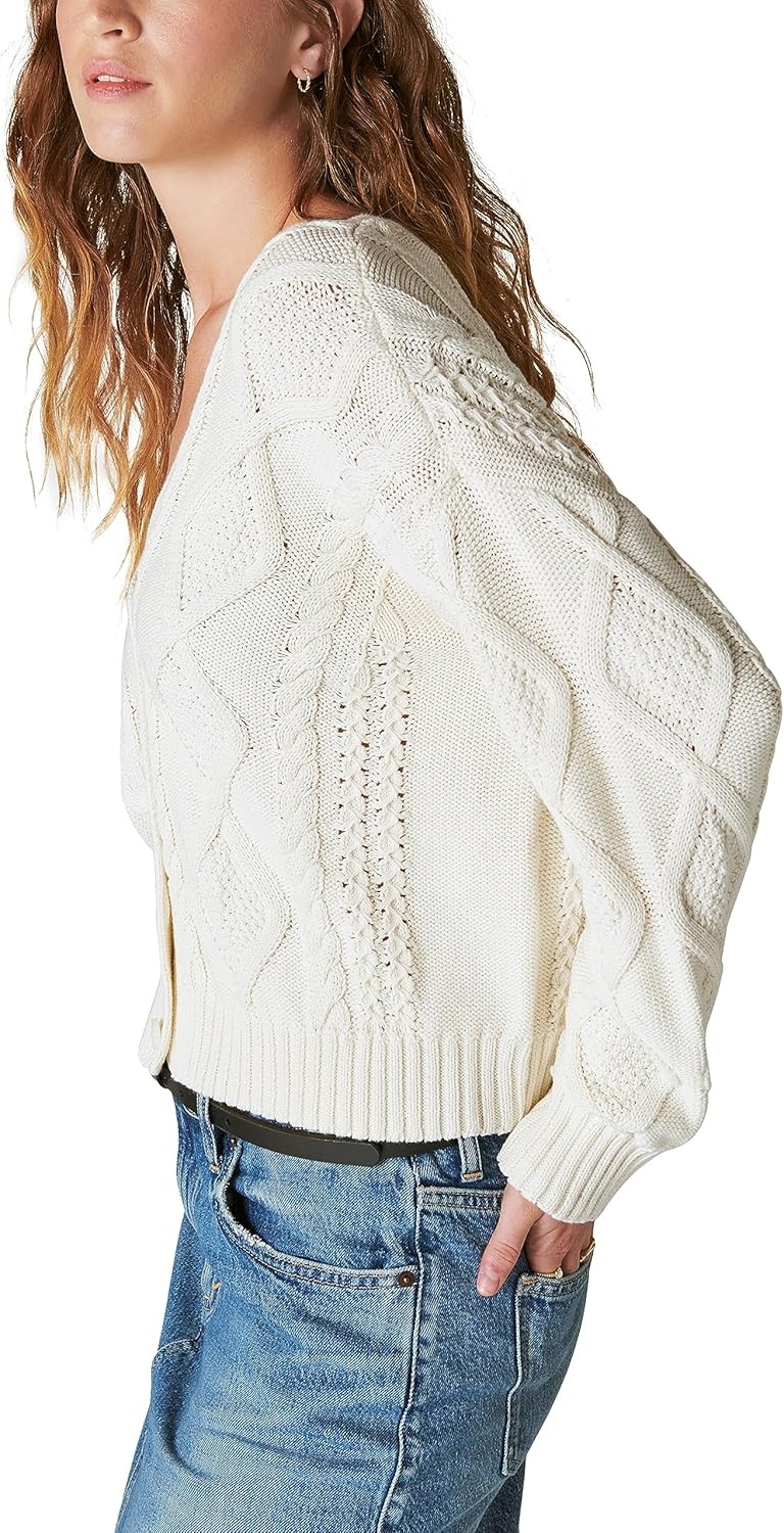 image:imageLucky Brand Cable Stitch CardiganCream