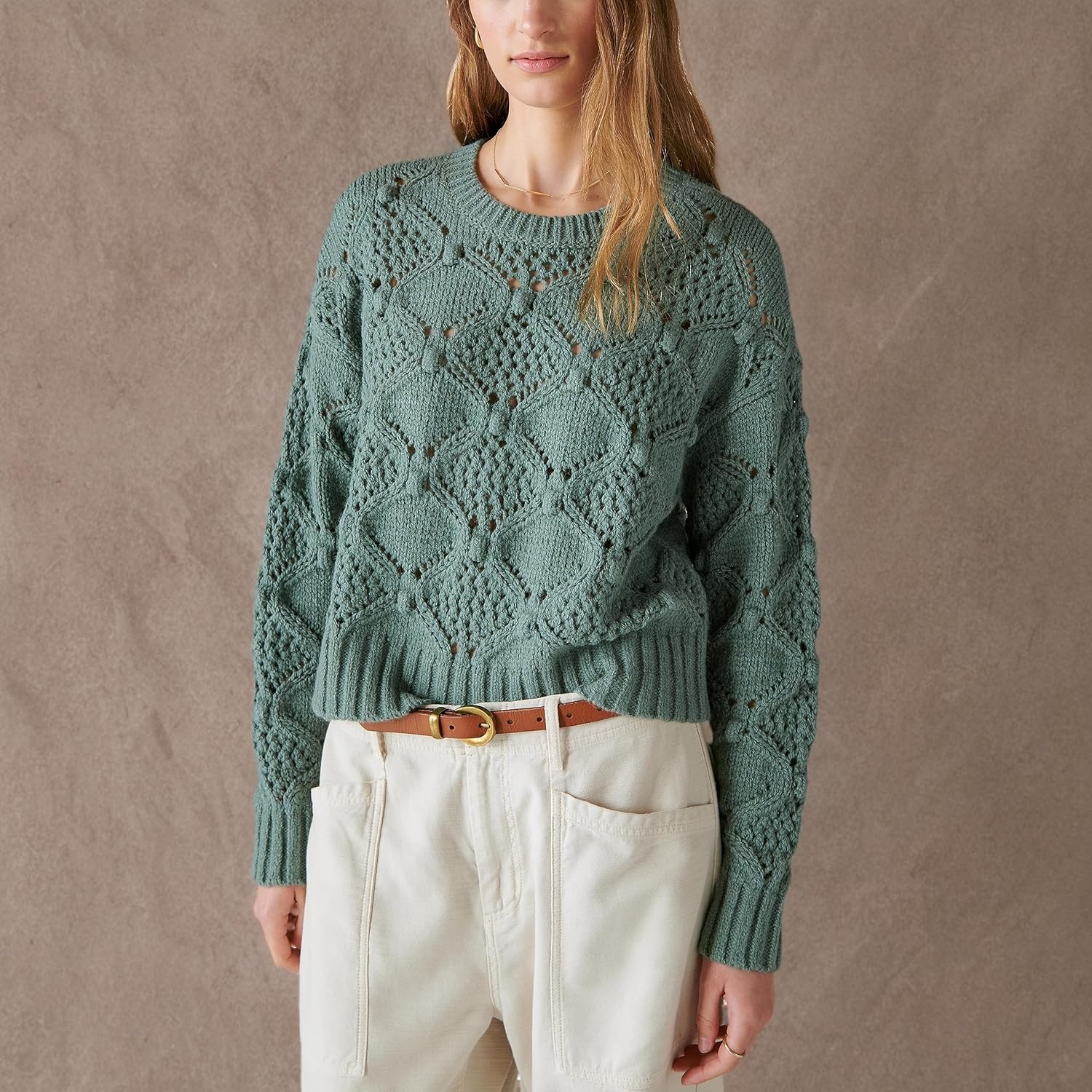 image:imageLucky Brand Open Stitch Pullover SweaterLaurel Wreath