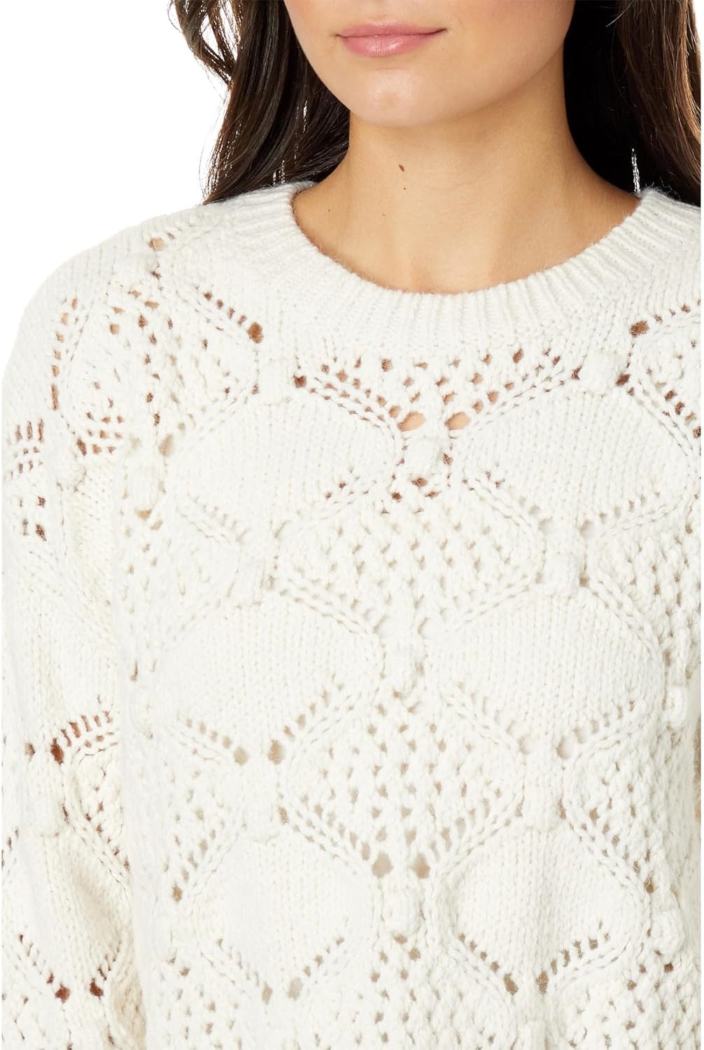 image:imageLucky Brand Open Stitch Pullover SweaterWhisper White