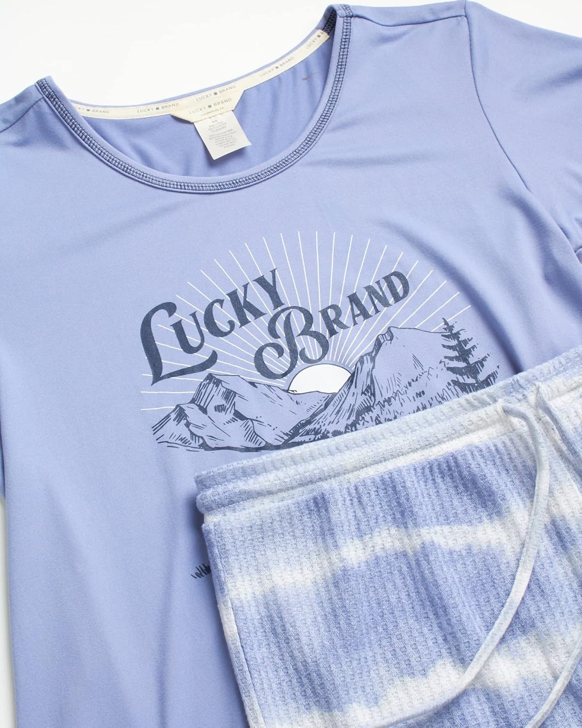 image:imageLucky Brand Womens 2 Piece Pajama Set Roll Sleeve Top amp Shorts Casual Sleepwear and Loungewear Cozy Soft PjsBlue Tie Dye