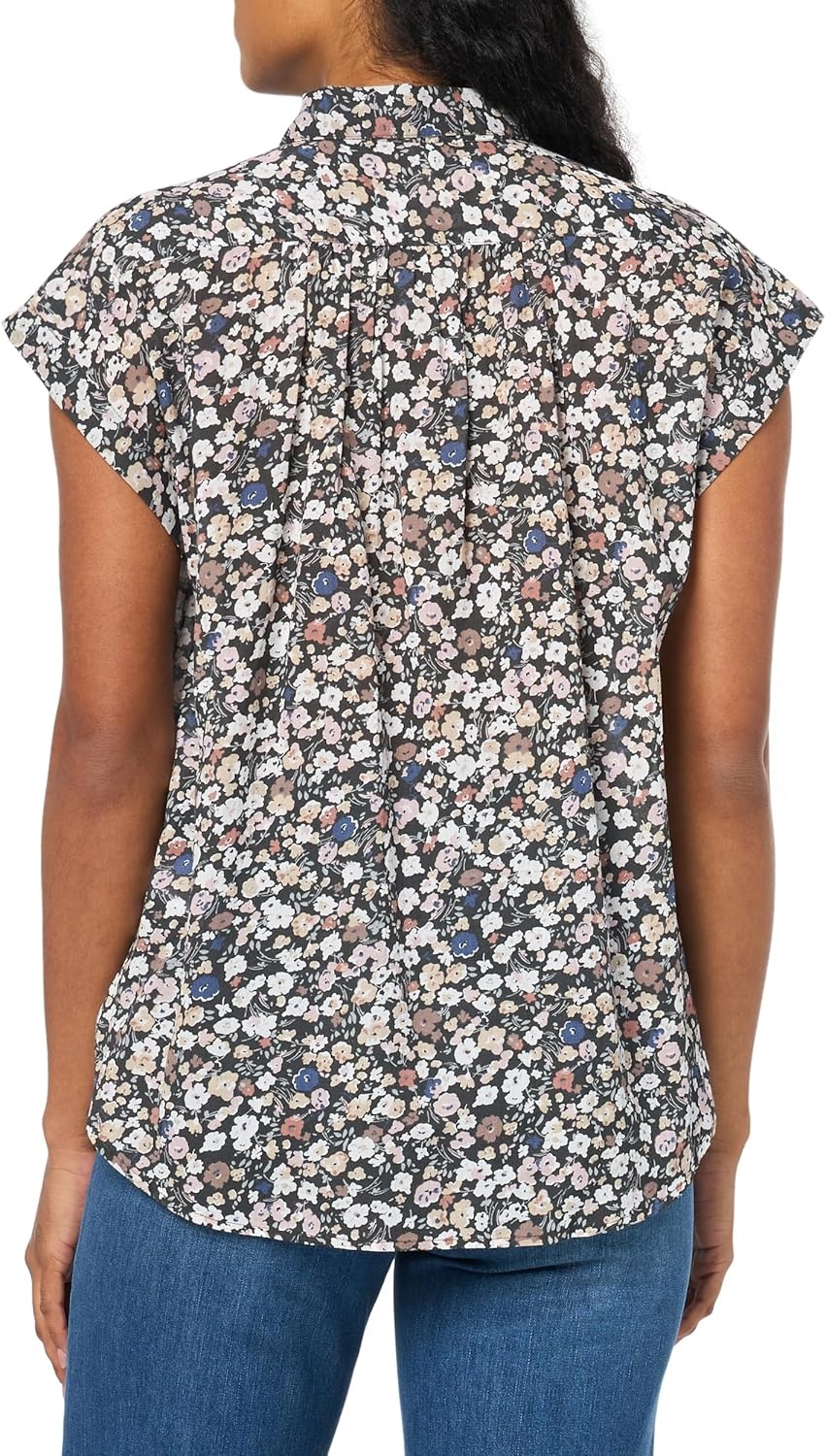 image:imageLucky Brand Womens Lucky Brand Womens Printed Short Sleeve Popover WSchiffliRaven Multi