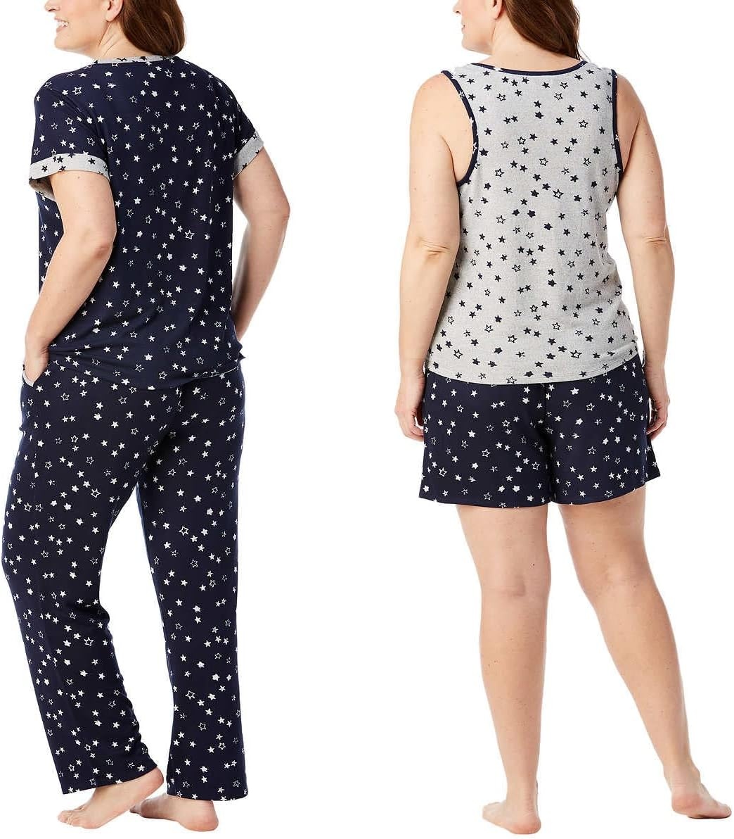 image:imageLucky Brand Womens Pajama Set 4 Piece Sleep Shirt Tank Top Pajama Pants Lounge Shorts SXLStars