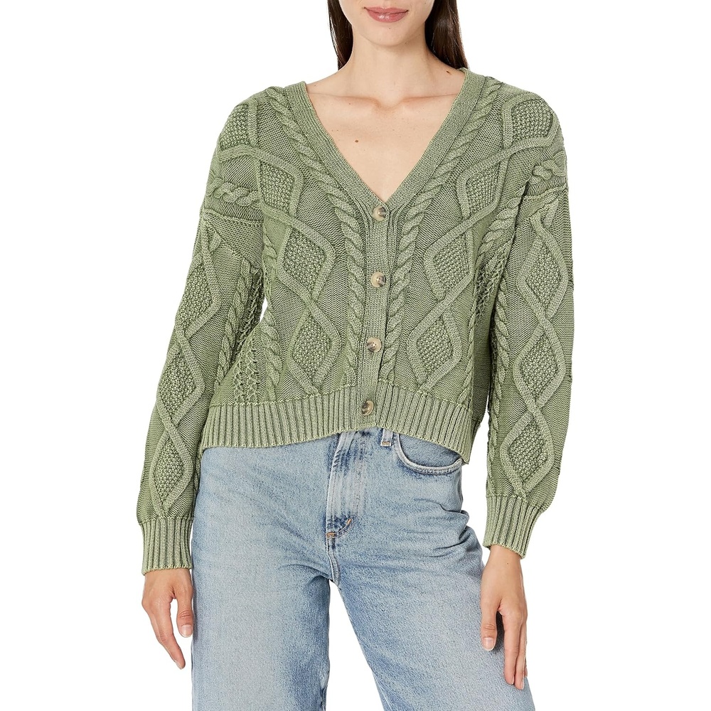 image:imageLucky Brand Cable Stitch CardiganCaper Green Aw