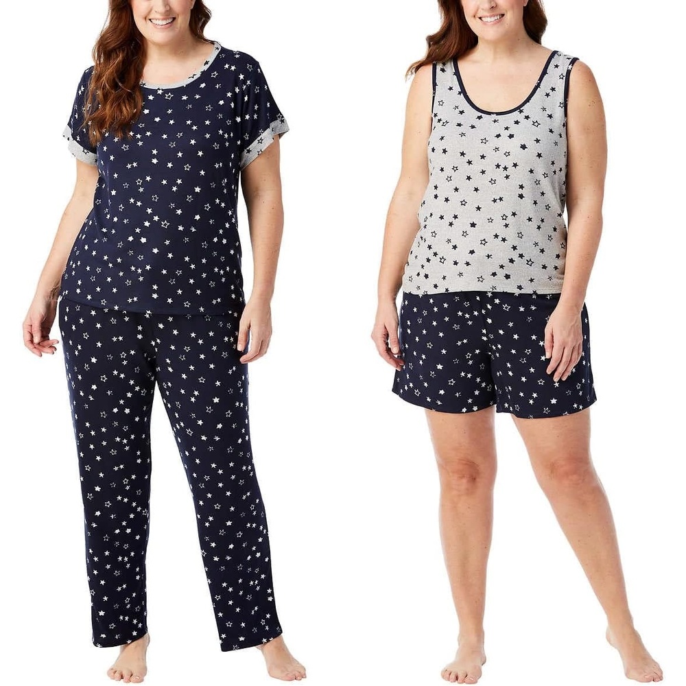 image:imageLucky Brand Womens Pajama Set 4 Piece Sleep Shirt Tank Top Pajama Pants Lounge Shorts SXLStars