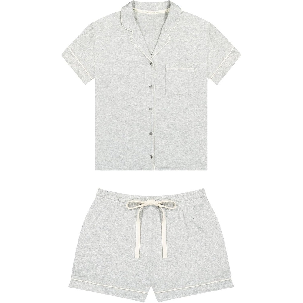 image:imageLucky Brand Womens Short Sleeve Top and Short Sleep Set 2Piece Soft Comfortable Pajama Set for Relaxed Nights and LoungingHeather Grey