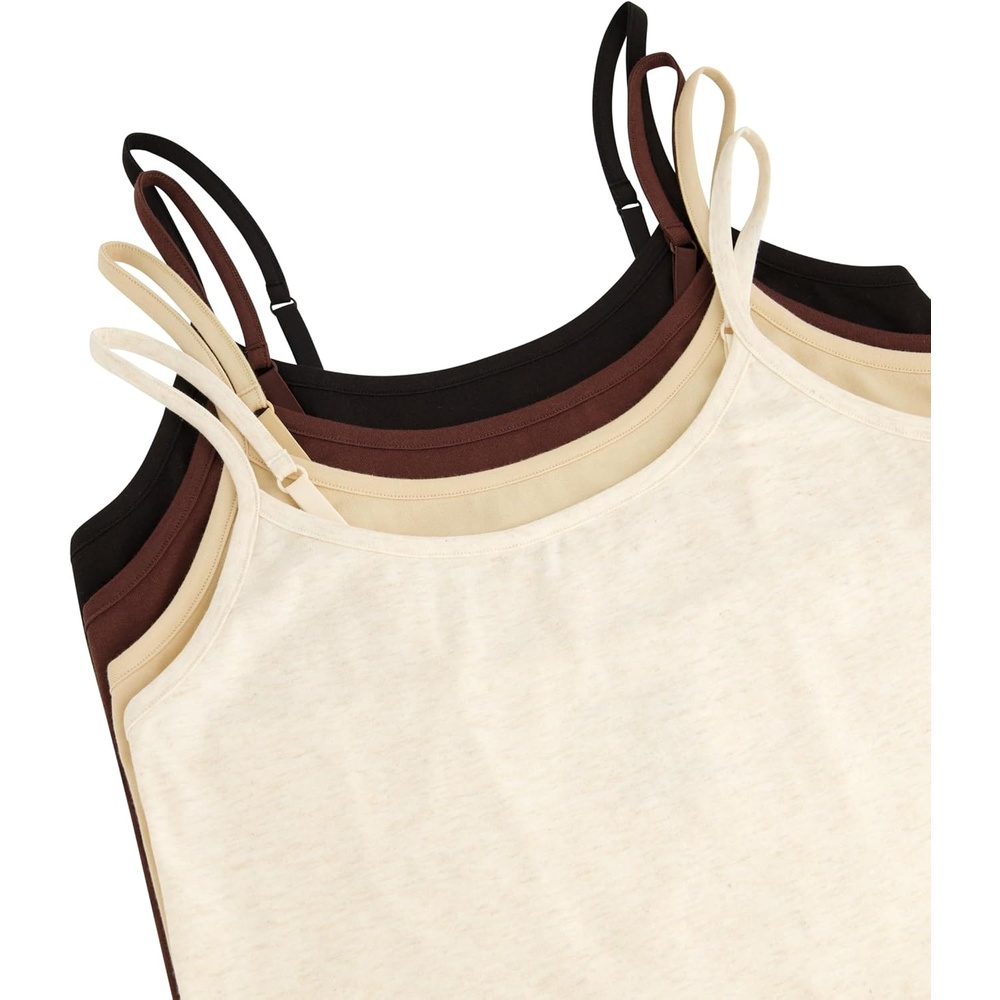 image:imageLucky Brand Womens Spaghetti Strap Tank Top 4Pack Soft Lightweight Camisole Style Tanks for Everyday Wear amp LayeringNeutral Brown PackBlackChocolateFrappeOatmeal Heather