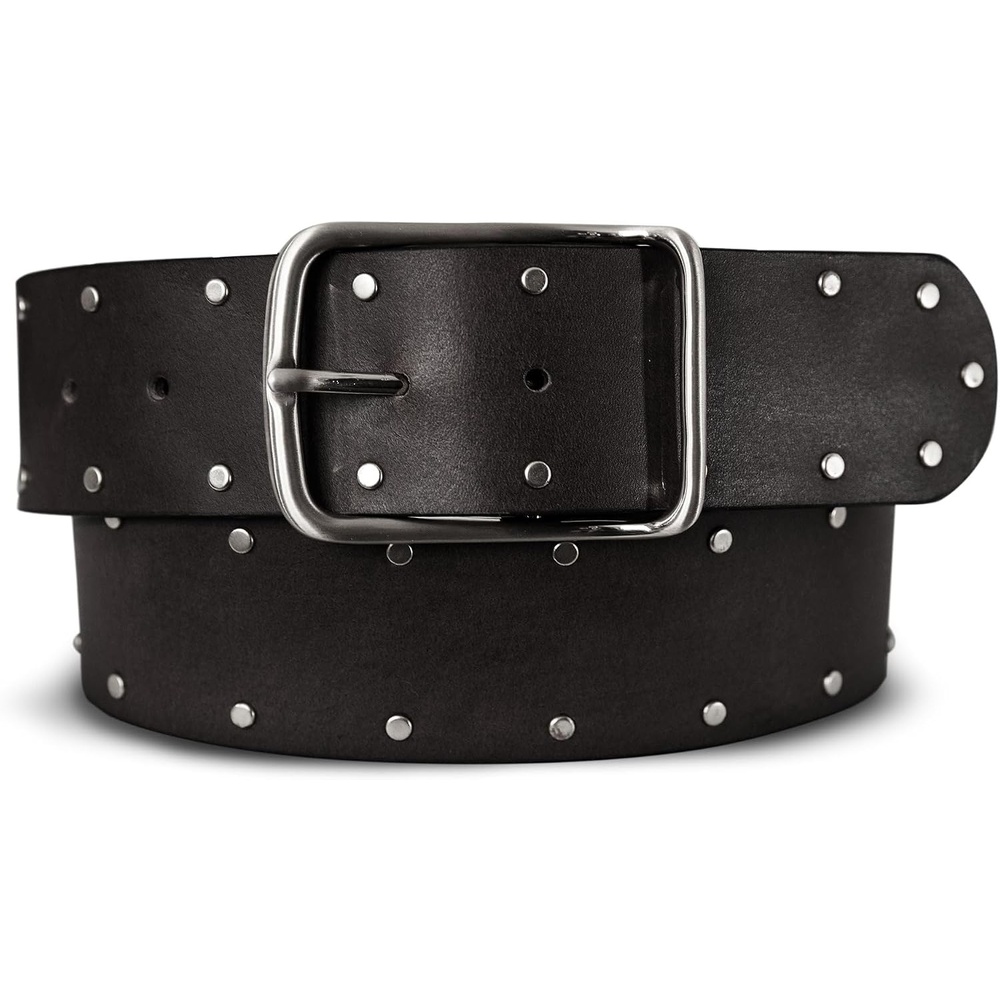 image:imageLucky Brand Womens Studded Leather Belt Stylish Classic Modern Jeans Pants Skirt DressWide Leather Studded Black
