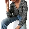 Lucky Brand Cable Stitch Cardigan(Black Heavy Acid Washed)