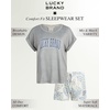 Lucky Brand Women’s 2 Piece Pajama Set, Roll Sleeve Top & Shorts, Casual Sleepwear and Loungewear, Cozy Soft Pjs(Aztec Ditsy Print)