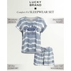 Lucky Brand Women’s 2 Piece Pajama Set, Roll Sleeve Top & Shorts, Casual Sleepwear and Loungewear, Cozy Soft Pjs(Ocean Tie Dye)