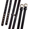 Lucky Brand Women’s Studded Leather Belt | Stylish | Classic | Modern | Jeans | Pants | Skirt | Dress(Double Buckle – Black)
