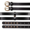 Lucky Brand Women’s Studded Leather Belt | Stylish | Classic | Modern | Jeans | Pants | Skirt | Dress(Double Buckle – Black)