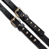 Lucky Brand Women’s Studded Leather Belt | Stylish | Classic | Modern | Jeans | Pants | Skirt | Dress(Double Buckle – Black)