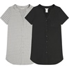 Lucky Brand Women’s Sleep Shirt Dress 2-Pack, Soft Comfortable Nightgown Style Sleepwear for Relaxed Nights and Lounging(Black / Heather Grey W/ Wht Stripes)