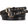 Lucky Brand Women’s Studded Leather Belt | Stylish | Classic | Modern | Jeans | Pants | Skirt | Dress(Double Buckle – Black)