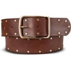 Lucky Brand Women’s Studded Leather Belt | Stylish | Classic | Modern | Jeans | Pants | Skirt | Dress(Wide Leather Studded – Brown)