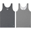 Lucky Brand Women’s Tank Top 2-Pack, Soft Cotton Blend Sleeveless Shirts for Everyday Wear, Layering or Lounging(Charcoal/Stripe Pack Charcoal Htr /Blk/Wht Stripe)