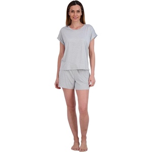 Lucky Brand Women’s 2 Piece Pajama Set, Roll Sleeve Top & Shorts, Casual Sleepwear and Loungewear, Cozy Soft Pjs(Light Heather Grey)