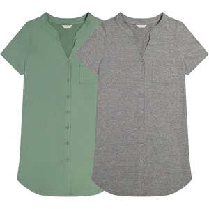 Lucky Brand Women’s Sleep Shirt Dress 2-Pack, Soft Comfortable Nightgown Style Sleepwear for Relaxed Nights and Lounging(Green Bay / Dark Heather Grey)