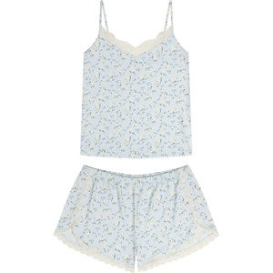 Lucky Brand Women’s Spaghetti Strap Tank & Short Pajama Set 2-Piece, Lightweight Sleepwear & Lounge Set with Relaxed Fit(After the Rain)