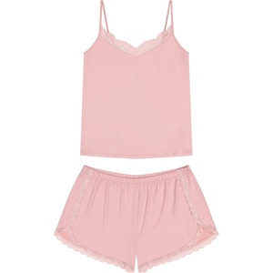 Lucky Brand Women’s Spaghetti Strap Tank & Short Pajama Set 2-Piece, Lightweight Sleepwear & Lounge Set with Relaxed Fit(Coral Blush (Coral Pink))