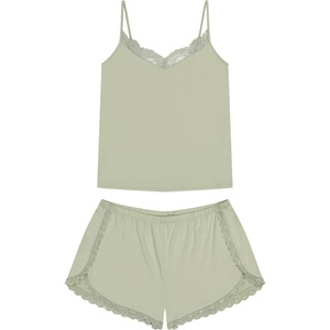Lucky Brand Women’s Spaghetti Strap Tank & Short Pajama Set 2-Piece, Lightweight Sleepwear & Lounge Set with Relaxed Fit(Sea Foam (Green))