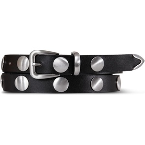Lucky Brand Women’s Studded Leather Belt | Stylish | Classic | Modern | Jeans | Pants | Skirt | Dress(Oversized Studs – Black)