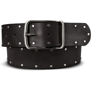 Lucky Brand Women’s Studded Leather Belt | Stylish | Classic | Modern | Jeans | Pants | Skirt | Dress(Wide Leather Studded – Black)