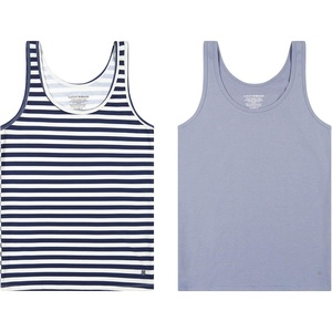 Lucky Brand Women’s Tank Top 2-Pack, Soft Cotton Blend Sleeveless Shirts for Everyday Wear, Layering or Lounging(Blue/Stripe Pack Stonewash Blue/Navy/Wht Stripe)