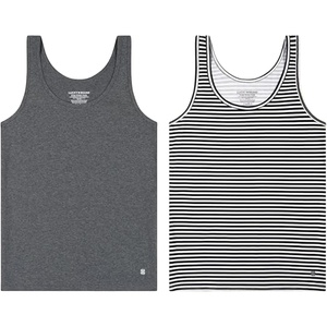 Lucky Brand Women’s Tank Top 2-Pack, Soft Cotton Blend Sleeveless Shirts for Everyday Wear, Layering or Lounging(Charcoal/Stripe Pack Charcoal Htr /Blk/Wht Stripe)