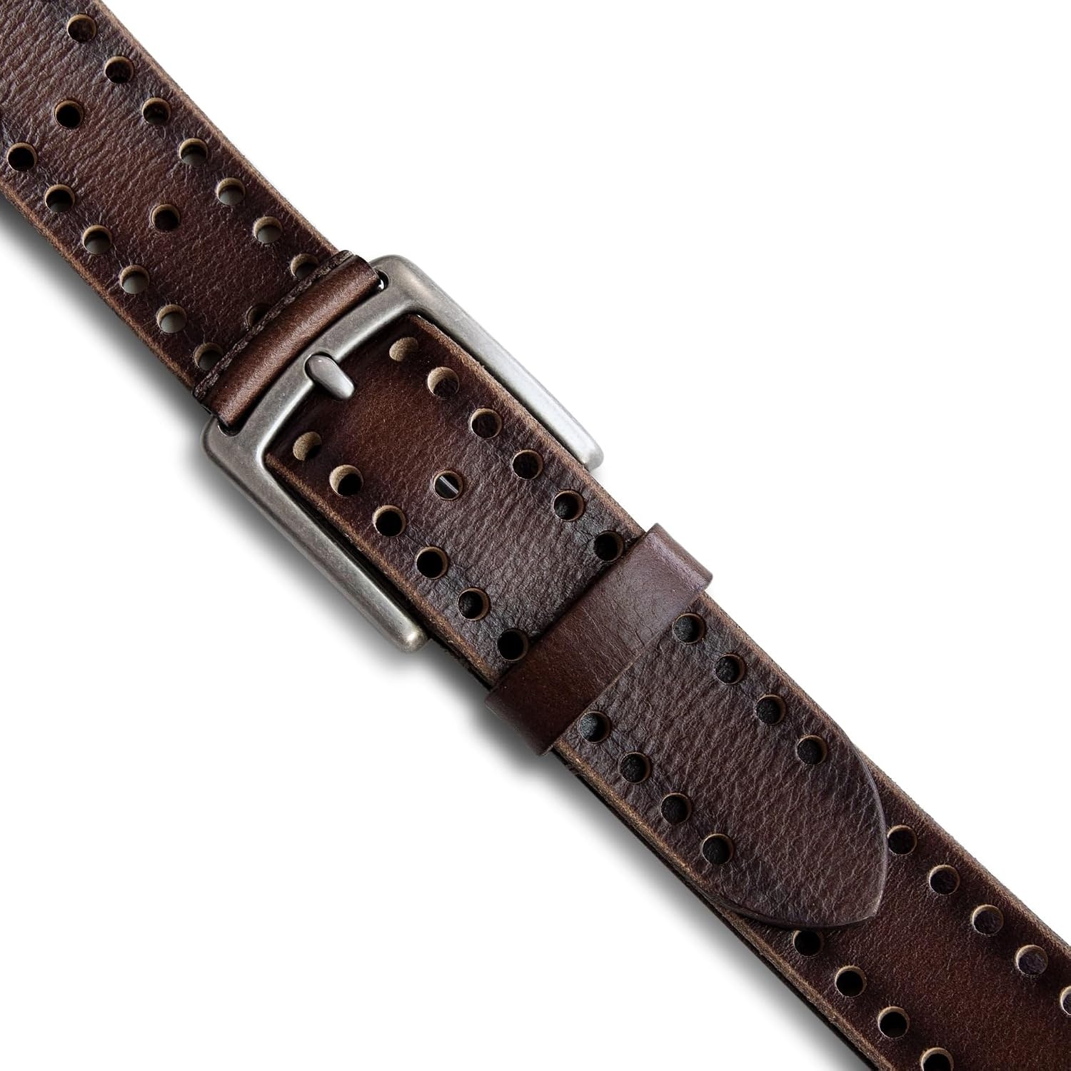 image:imageLucky Brand Mens Genuine Leather Belt  Classic  Casual  Everyday  Western  American Heritage  Metal BucklePerforated  Brown