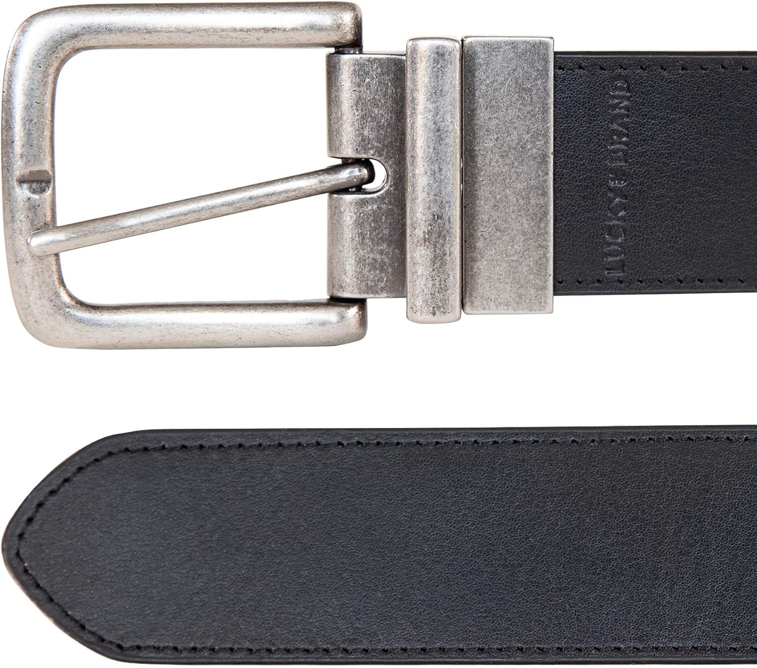 image:imageLucky Brand Mens Reversible Leather Belt 2in1 Classic Everyday Business Work Dress Casual Metal BuckleWestern Reversible BrownBlack