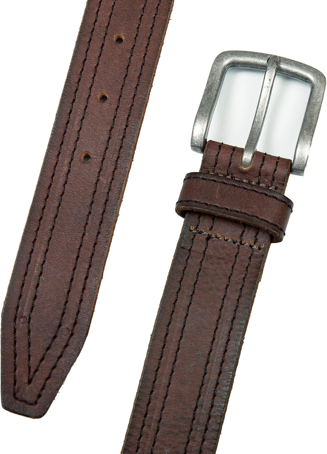 image:imageLucky Brand Mens Stitched Genuine Leather Belt Classic Casual Dress Everyday Western Metal BuckleAntiqued Leather Brown