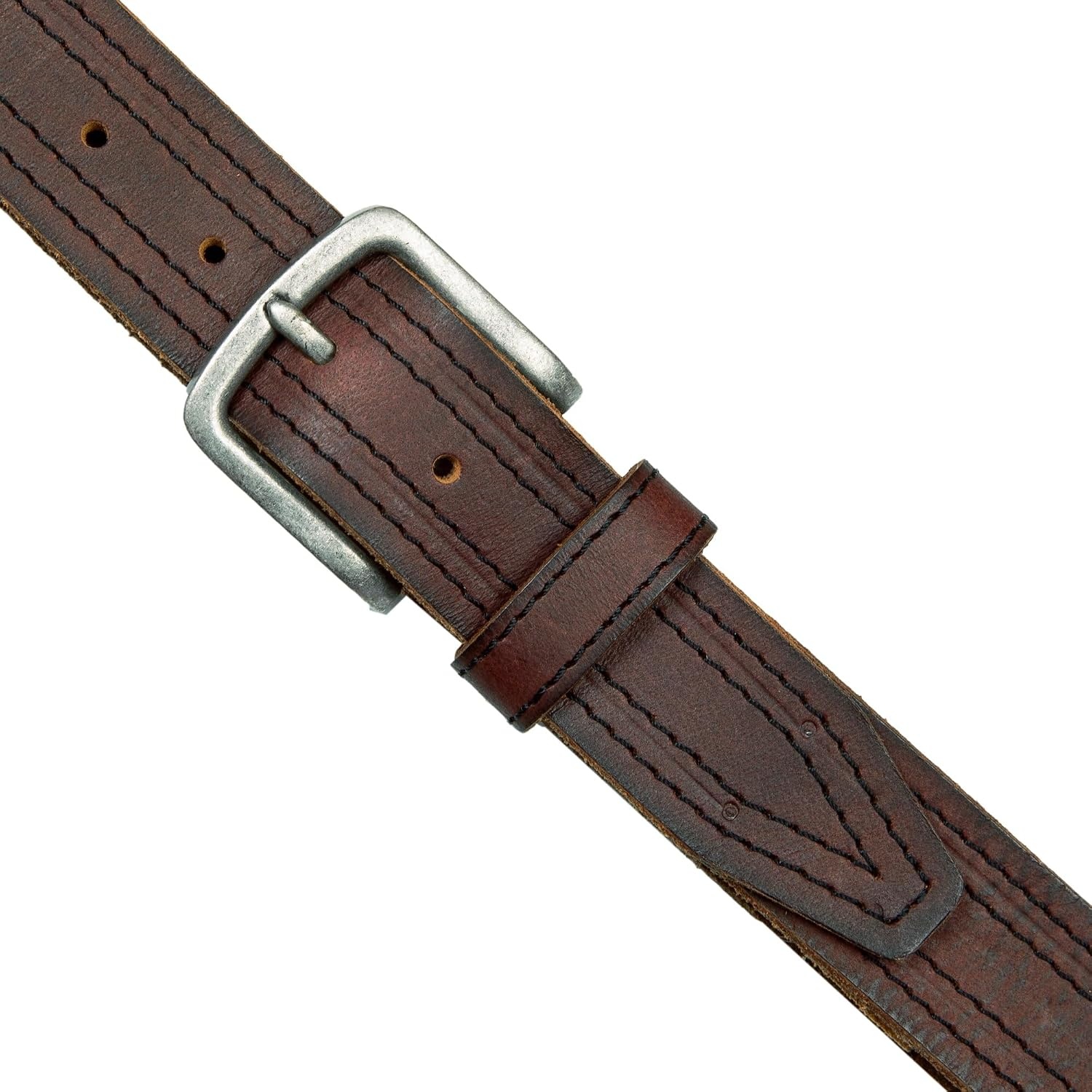 image:imageLucky Brand Mens Stitched Genuine Leather Belt Classic Casual Dress Everyday Western Metal BuckleAntiqued Leather Brown