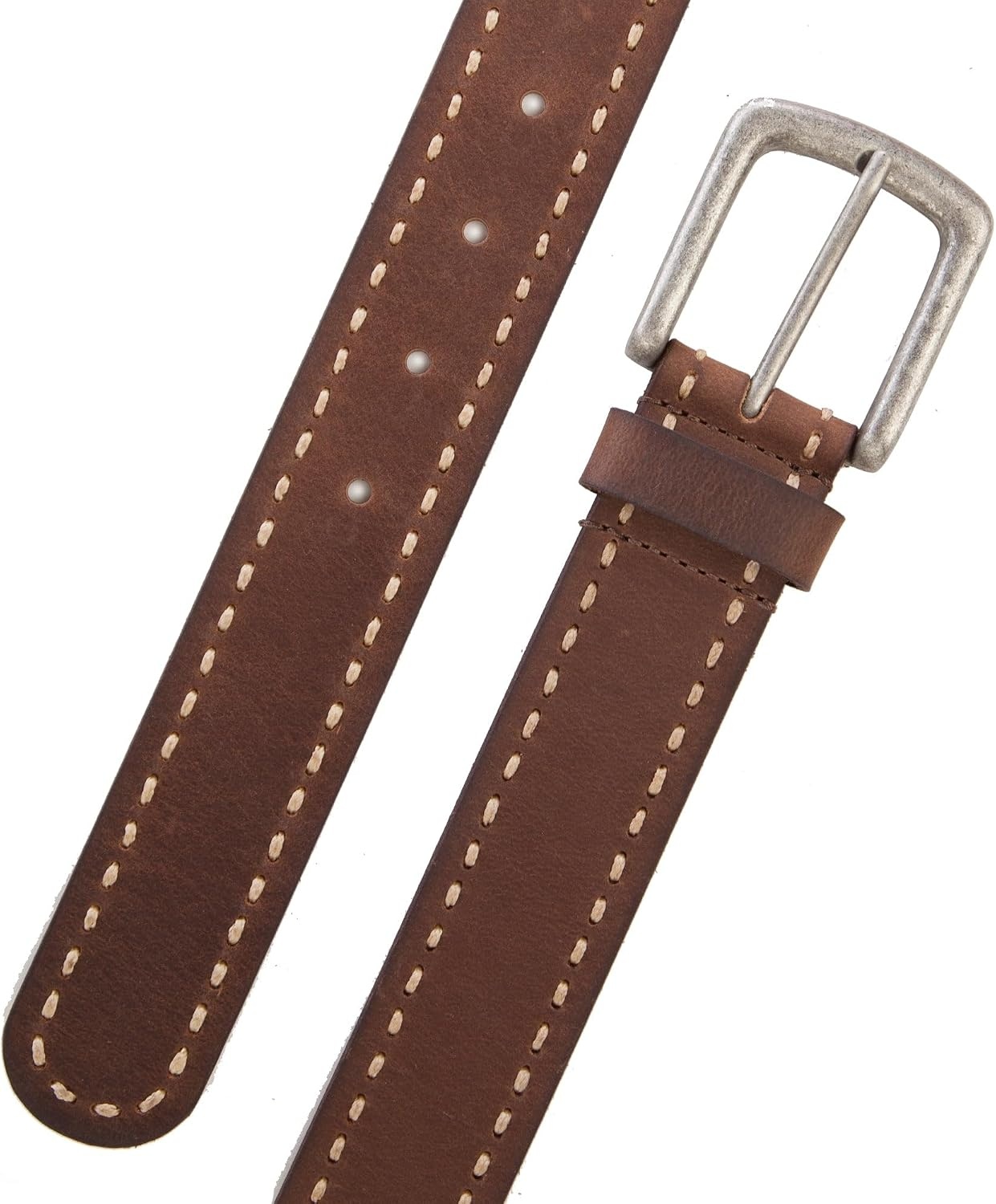 image:imageLucky Brand Mens Stitched Genuine Leather Belt Classic Casual Dress Everyday Western Metal BuckleCord Lacing Brown