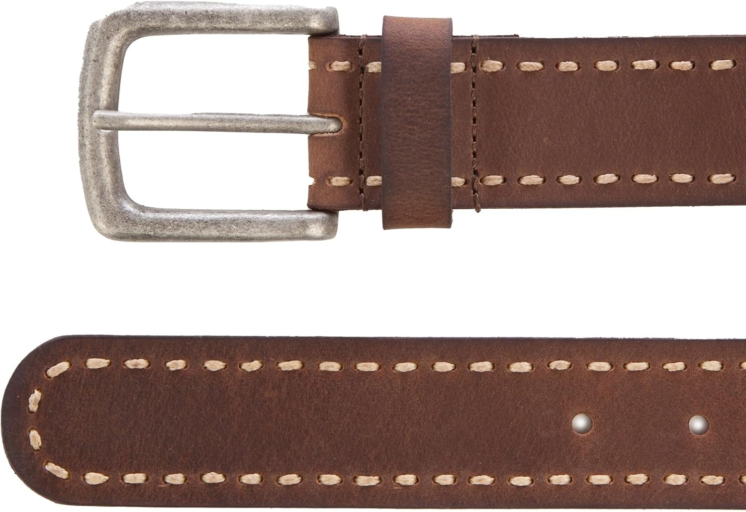 image:imageLucky Brand Mens Stitched Genuine Leather Belt Classic Casual Dress Everyday Western Metal BuckleCord Lacing Brown
