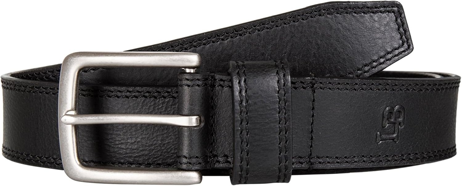 image:imageLucky Brand Mens Stitched Genuine Leather Belt Classic Casual Dress Everyday Western Metal BuckleDouble Stitch Black