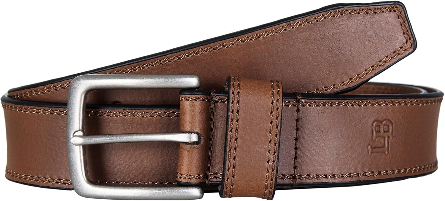 image:imageLucky Brand Mens Stitched Genuine Leather Belt Classic Casual Dress Everyday Western Metal BuckleDouble Stitch Tan